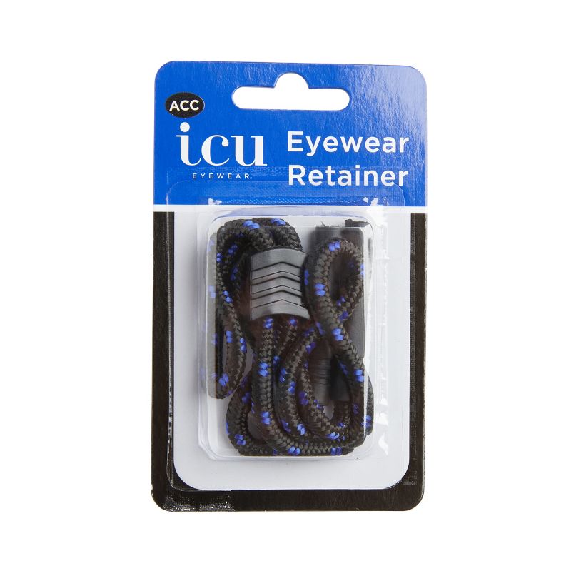 ICU Eyewear Black and Blue Active Eyeglass Rope with Rubber Tips - 1ct
