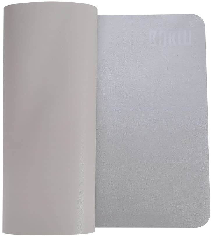 BUBM PU Leather Mouse Pad Mat Waterproof, Perfect Desk Writing Mat for Office and Home,Ultra Thin 2mm - 31.5"x15.8" (Gray)