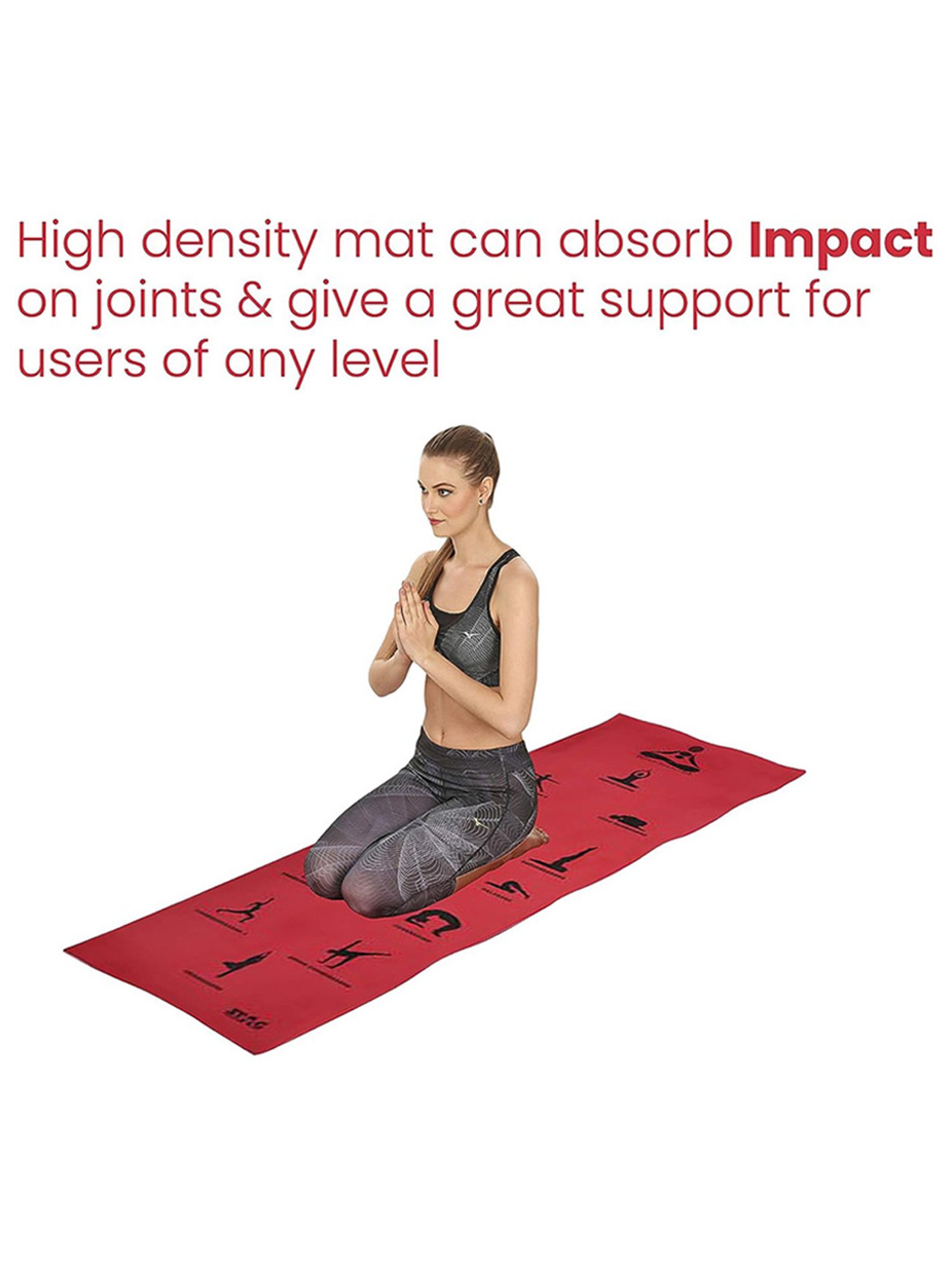 Stag Global Anti-Slip Yoga Mat (Red) Size - 6X2 Ft