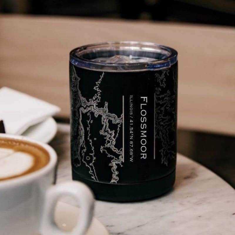 Flossmoor - Illinois Map Insulated Cup in Matte Black