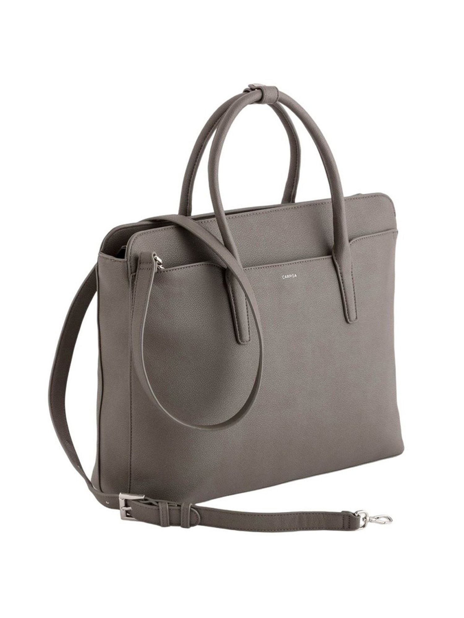 Carpisa New Mandy V2 Smoke Grey Faux Leather Solid Laptop Messenger Bag