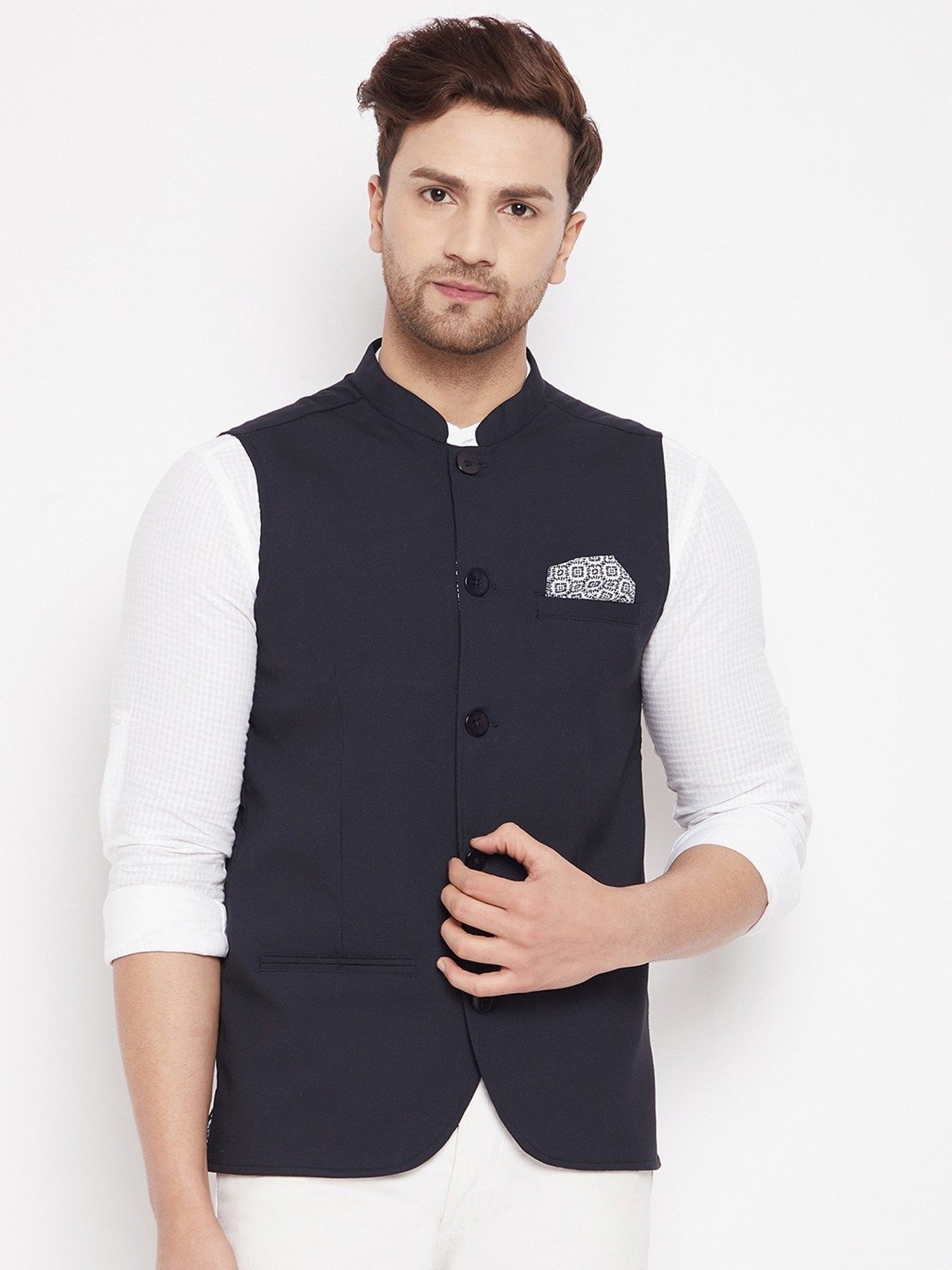 Even Blue Regular Fit Nehru Jacket