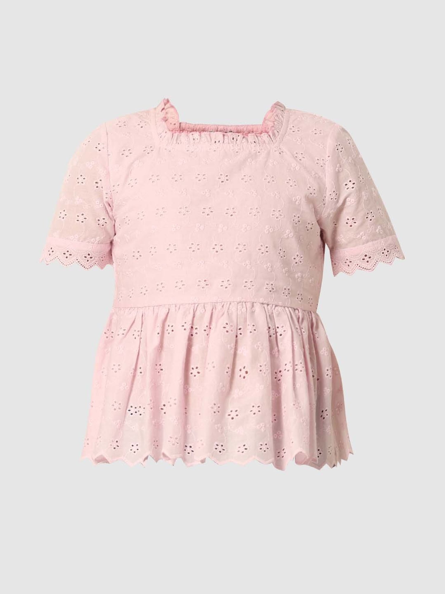 VERO MODA GIRL Pink Cotton Regular Fit Top