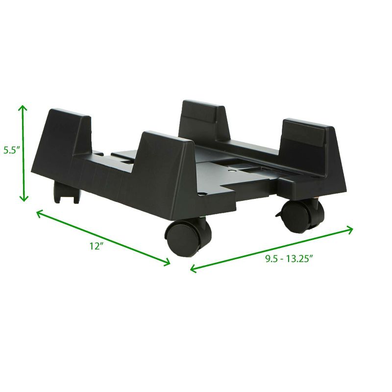 Mind Reader Small CPU Adjustable Width Mobile Stand with Wheels
