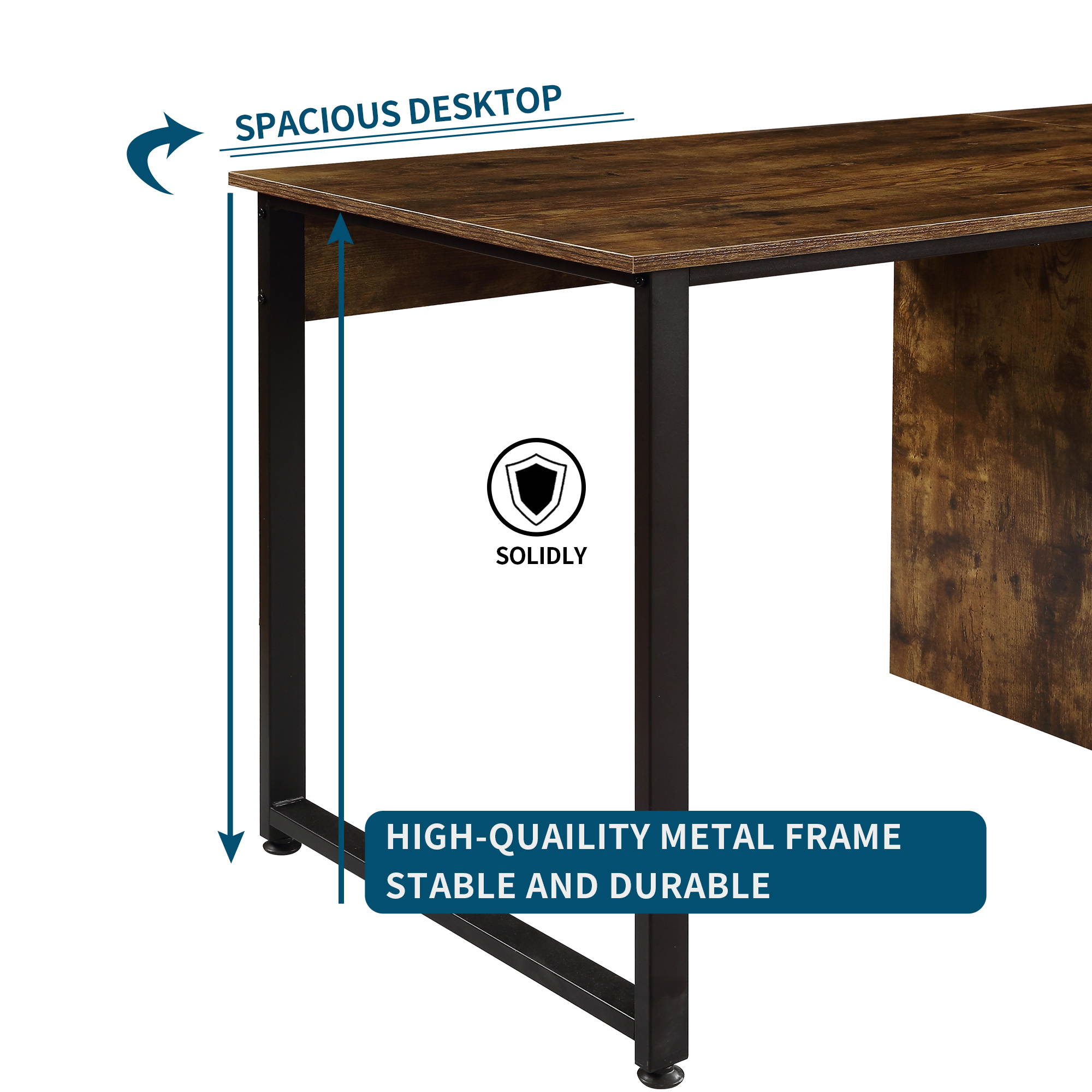 Gaming Desk 47.2" W x 23.6" D Office Computer Table, Black Gamer Workstation with 2 Cable Management Holes