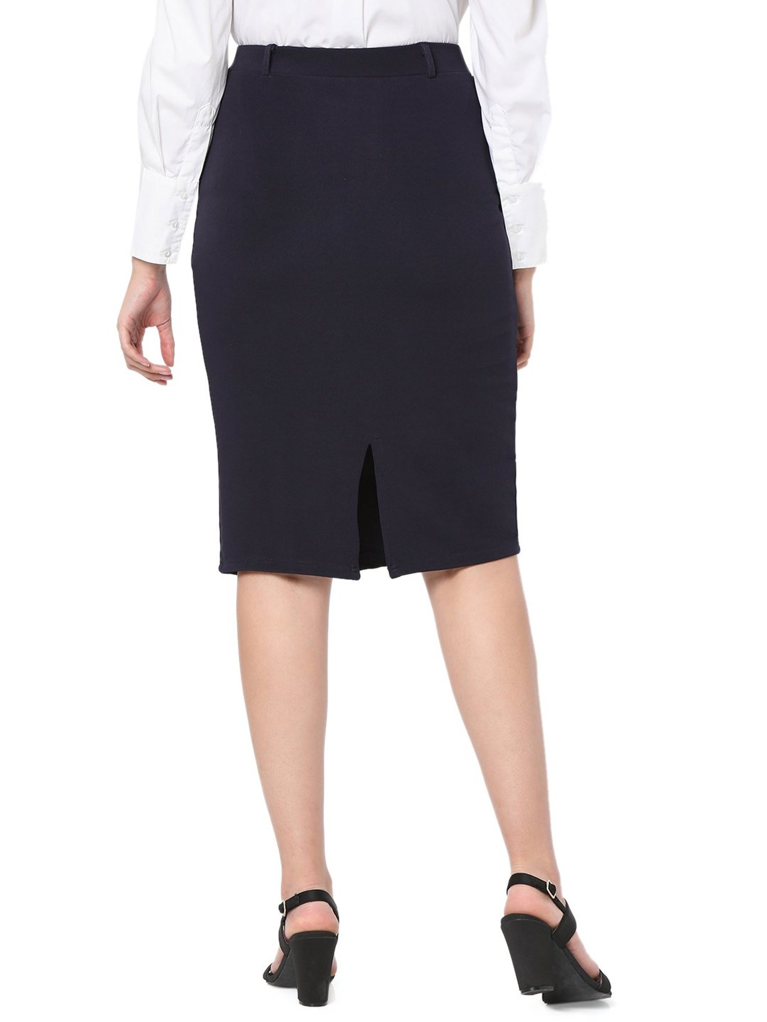 Smarty Pants Navy Cotton Above Knee Skirt