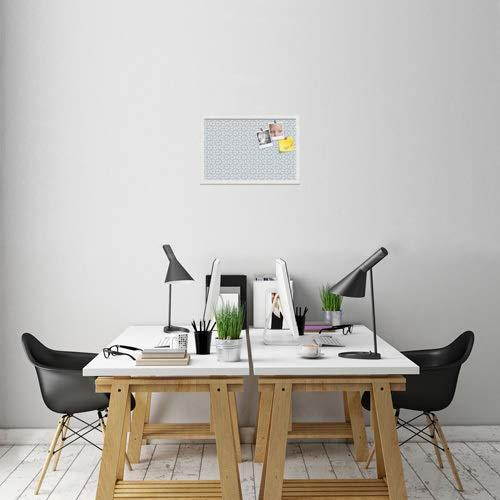 PinPix custom printed pin cork bulletin board made from canvas, Modeco Hex Navy 24x16 Inches (Completed Size) and framed in Satin White Frame (PinPix-Group-65)