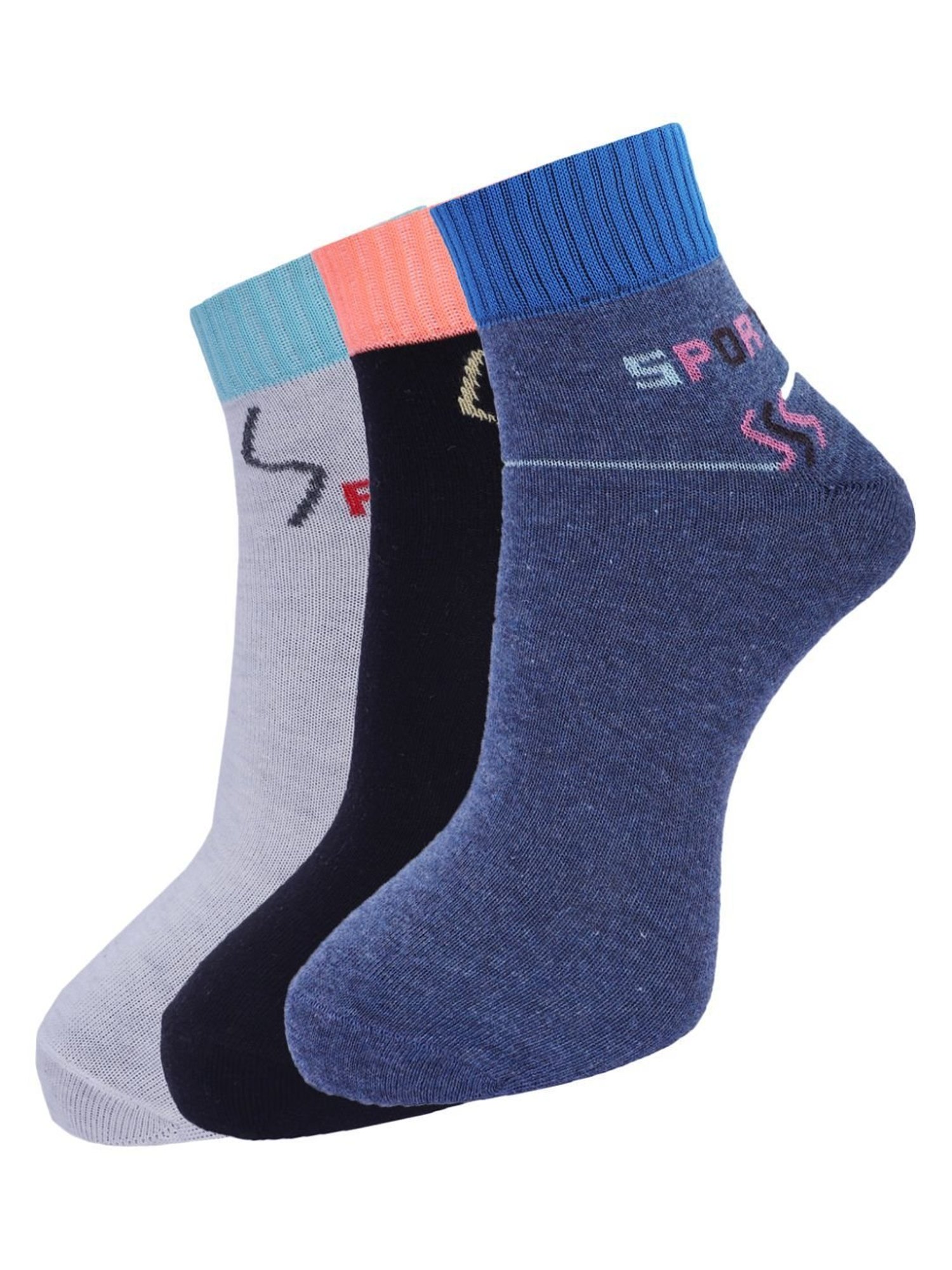 Dollar Multi Cotton Free Size Printed Socks - Pack of 3