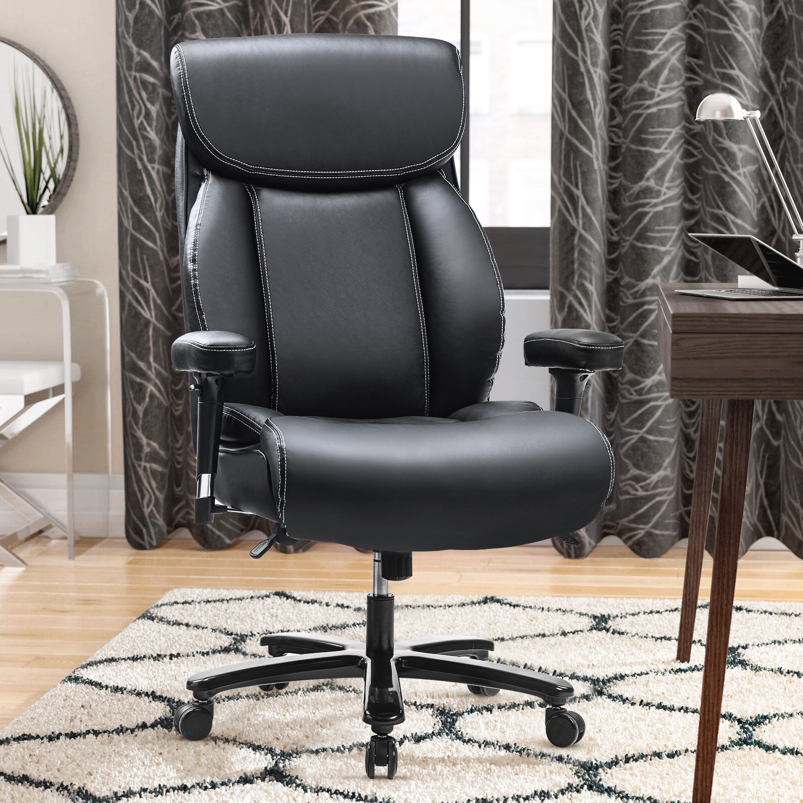 REFICCER Big & Tall 400lb Office Chair, Ergonomic Design Heavy-Duty Metal Base Thicken Padding High-Back Executive Desk Computer Task Chair