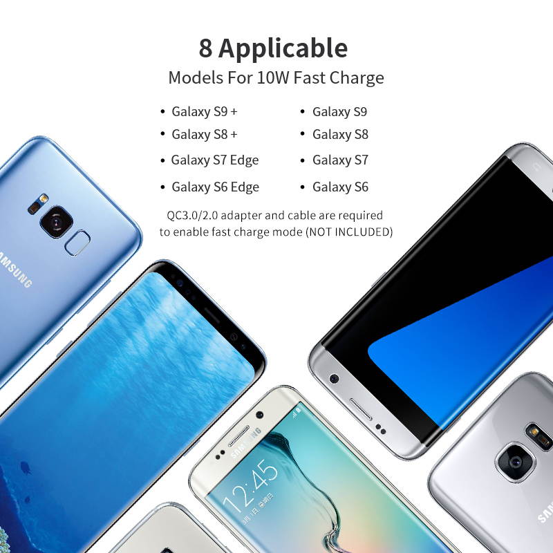 KuWfi GC21 Car Mount Qi Wireless Charger Flash Charge Wireless Charging Pad Car Holder Stand