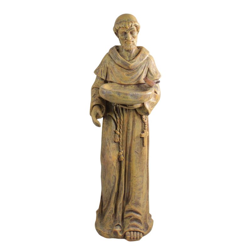 Northlight 35.5" Brown Religious St. Francis of Assisi Bird Feeder Outdoor Garden Statue