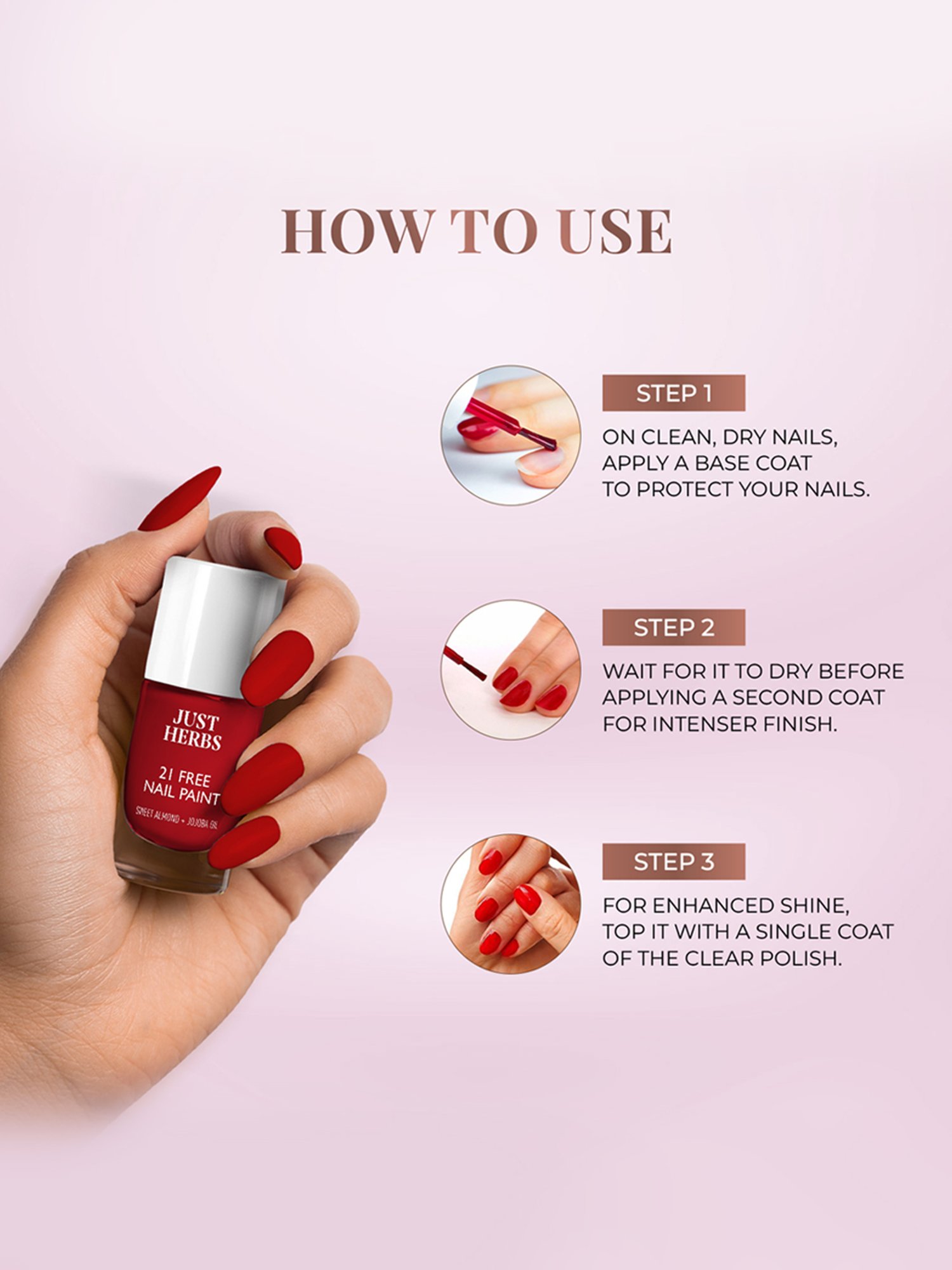 JUST HERBS 21 Free Nail Paint Fuschia Pink - 6 ml