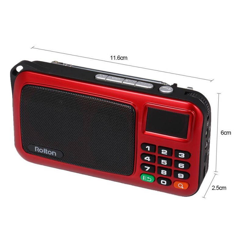 Rolton W405 FM Digital Radio Portable USB Wired Computer Speaker HiFi Stereo Receiver w/ Flashlight LED Display Support TF Music Play