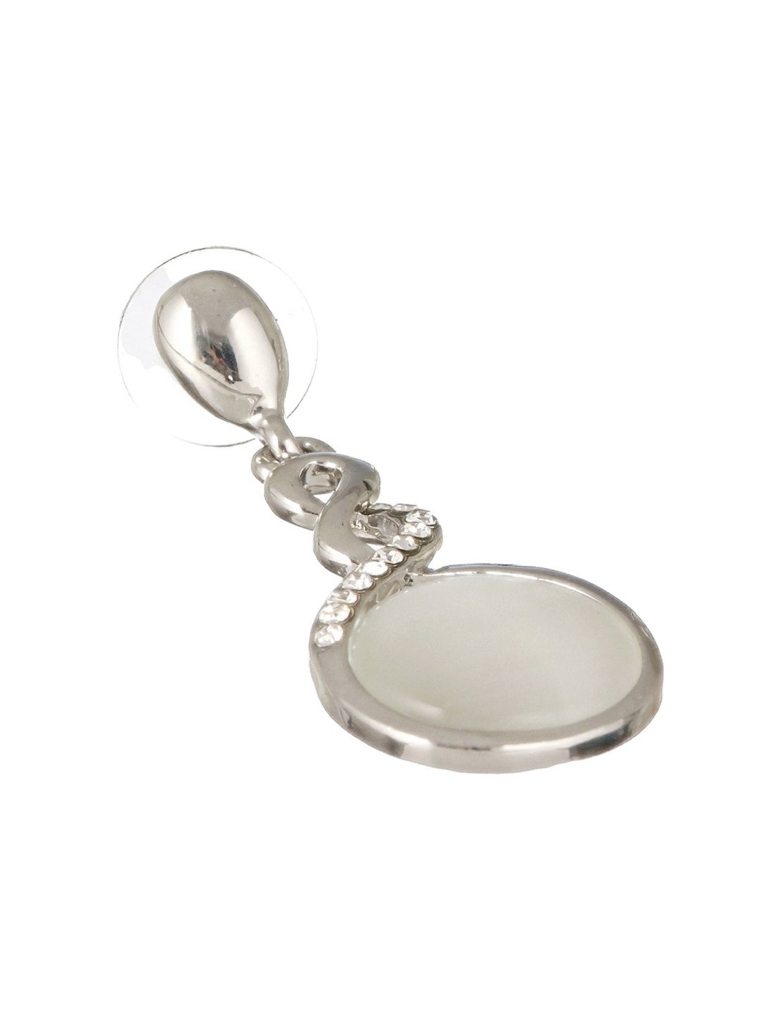 Prita by Priyaasi Twisted Tear Studded AD Silver-Plated Dangler Earrings