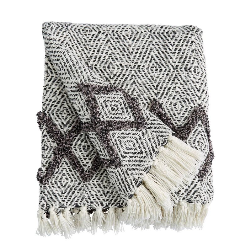 50"x60" Woven Diamond Patterned Throw Blanket Gray/Black - Patina Vie