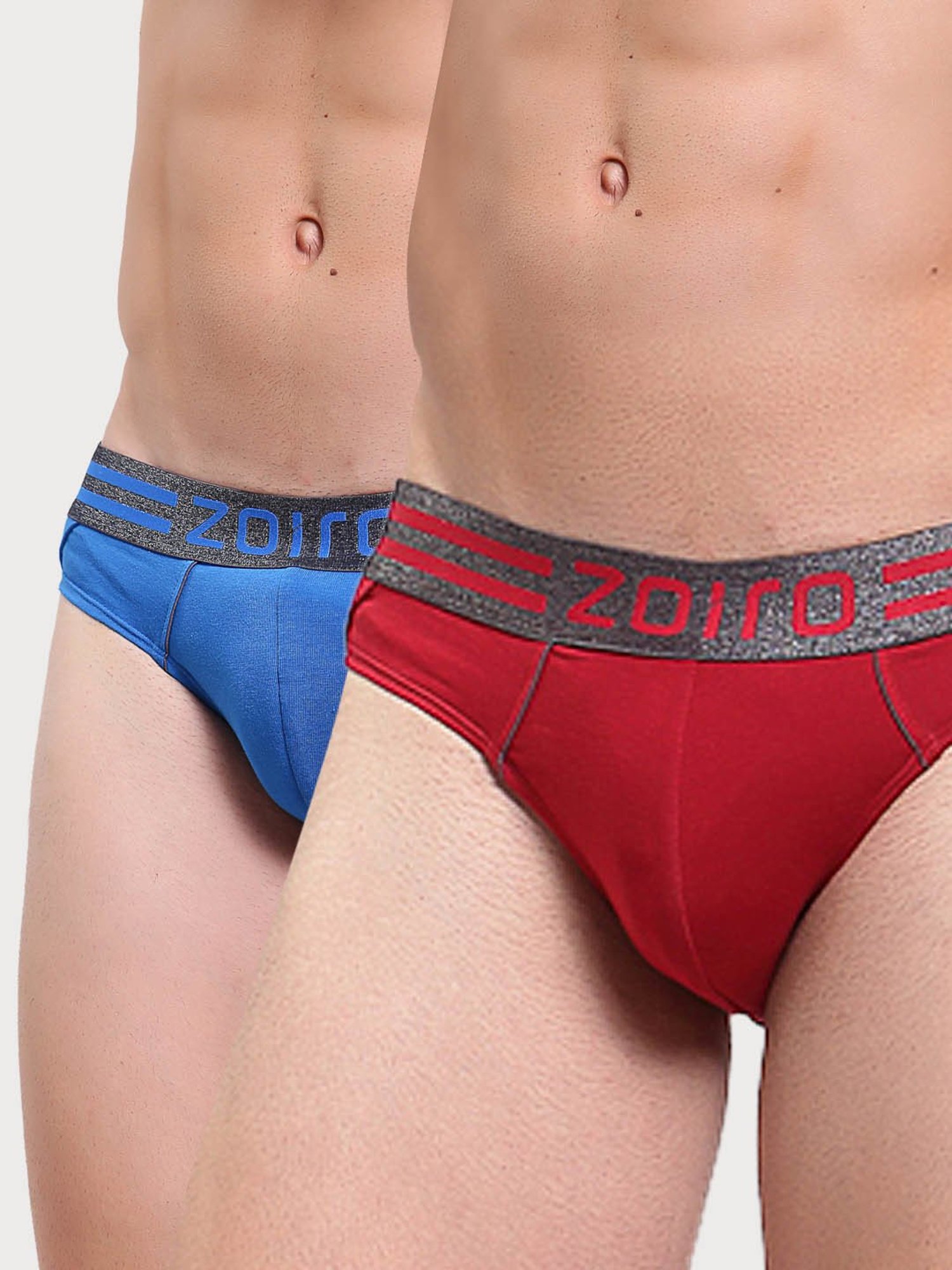Zoiro Chinese Red & Sky Diver Regular Fit Briefs - Pack Of 2