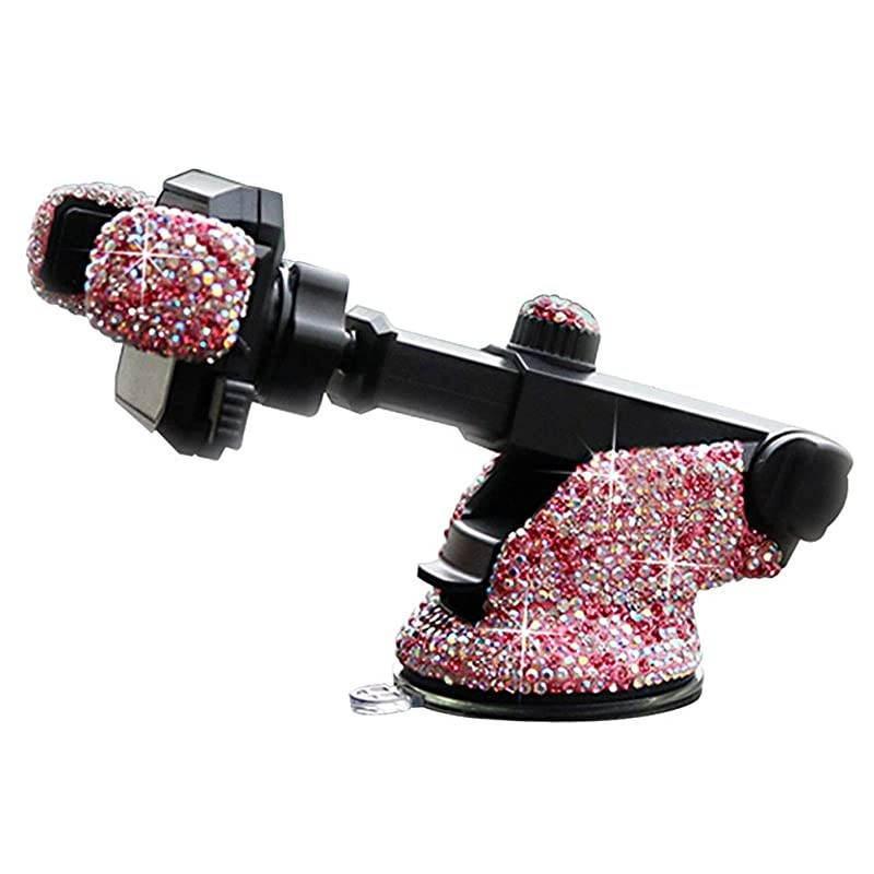 Dash & Windshield Car Mount Phone Holder with One More Air Vent Base,Bling Universal Cell Phone Desk Stand Pad & Mat Compatible with iPhone,Samsung,Moto,Huawei,Nokia,LG,Smartphones,Pink