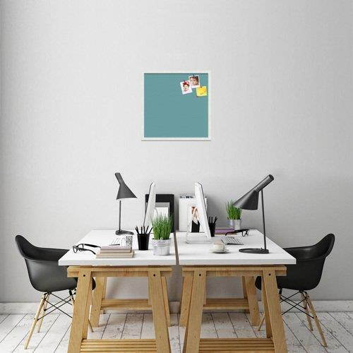 PinPix custom printed pin cork bulletin board made from canvas, Aqua Pastel 24x24 Inches (Completed Size) and framed in Satin White Frame (PinPix-Group-89)