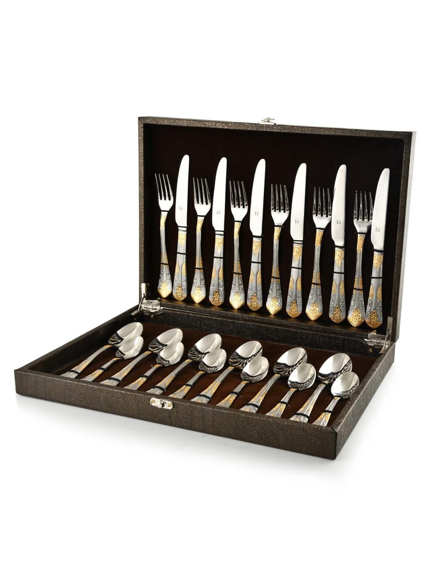 FnS Odyssey Silver & Gold Stainless Steel Cutlery - Set of 24