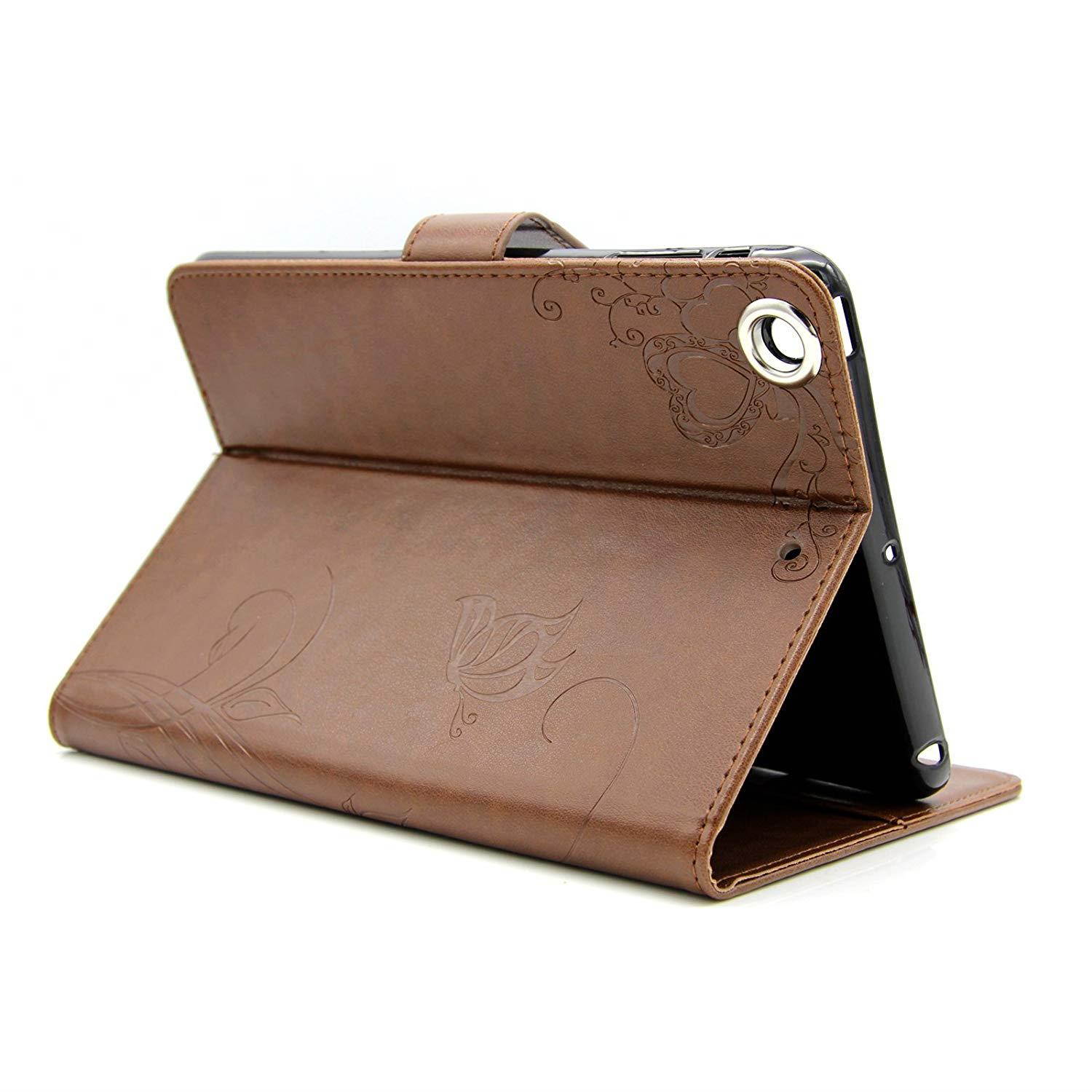 iPad mini 1/2/3 Case,Artyond Card Slot Stand Case Smart Magnetic Cover With [Auto Wake/Sleep Feature] Soft Micro Fiber TPU Leather Protective Case For Apple iPad mini 1 2 3 (Brown)