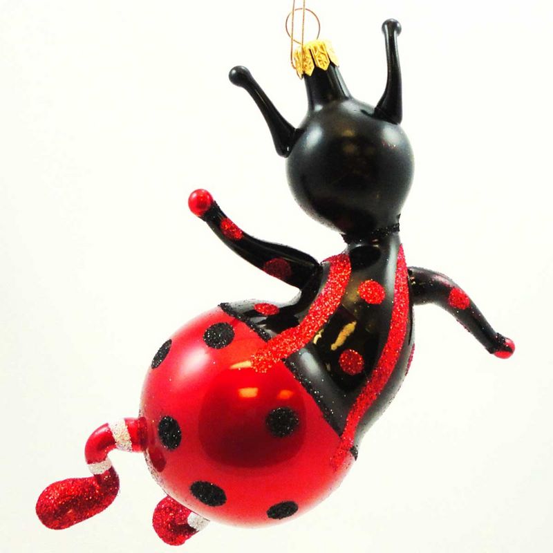 Italian Ornaments Sitting Ladybug Ornament Red Beetle  -  Tree Ornaments
