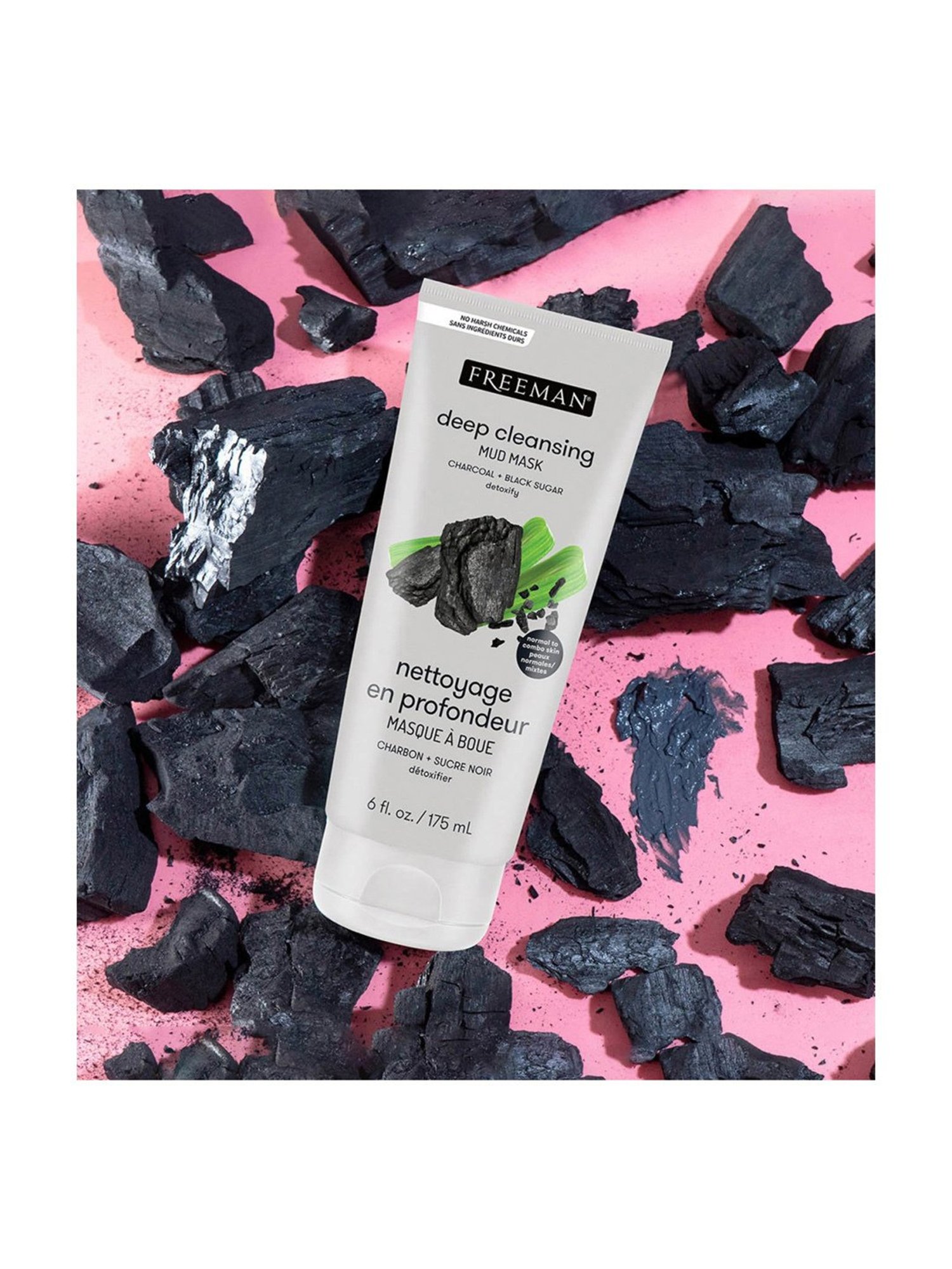 FREEMAN Charcoal + Black Sugar Deep Cleansing Mud Mask - 175 ml