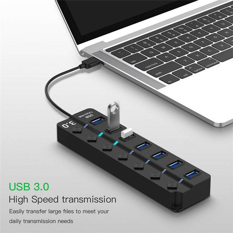4 Ports USB 3.0 Date Cable for PC Laptop Windows Multi-function USB Dock Hot Swapping Support for Mac, PC, USB Flash Drives and Other Devices HHB with Switch
