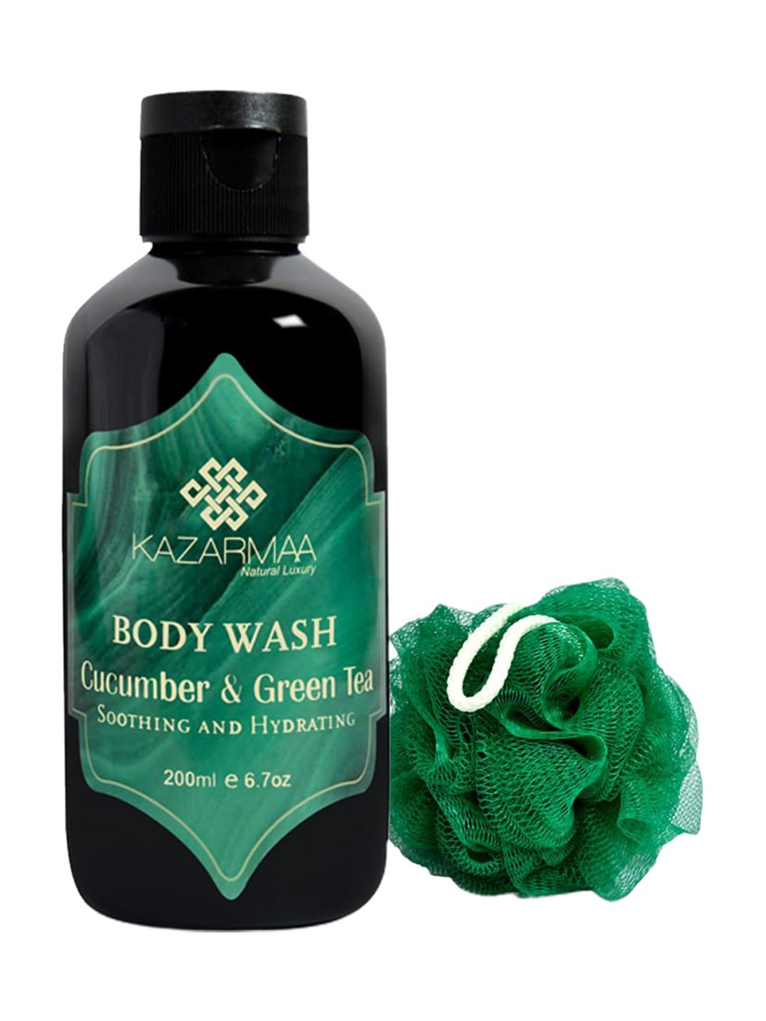 Kazarmaa Soothing, Hydrating Cucumber & Green Tea Body Wash with Loofah - 200 ml