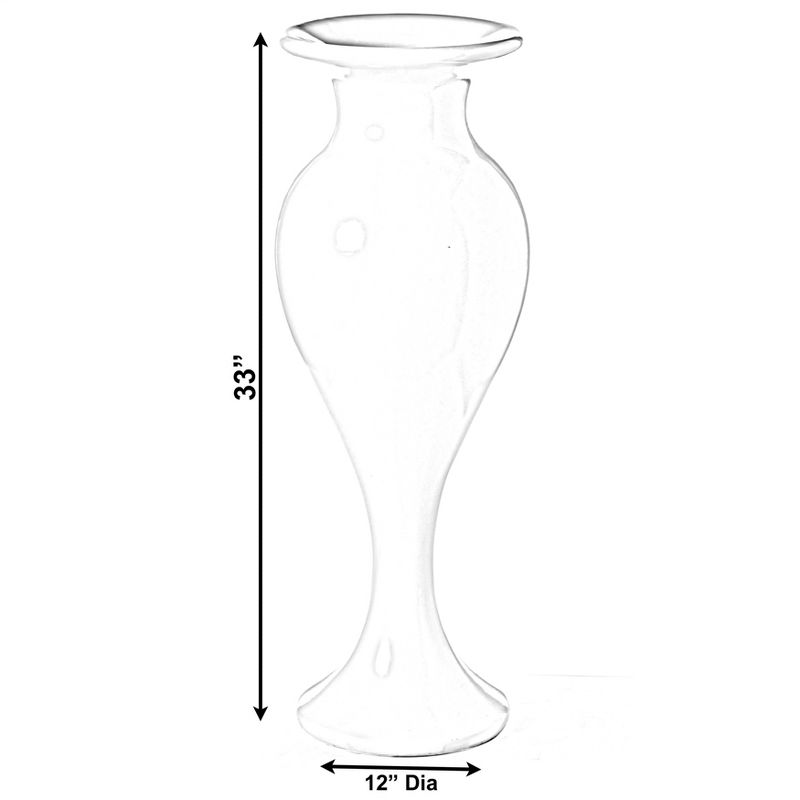Uniquewise Large White Round Trumpet Modern Fiberglass Freestanding Flower Vase 33"