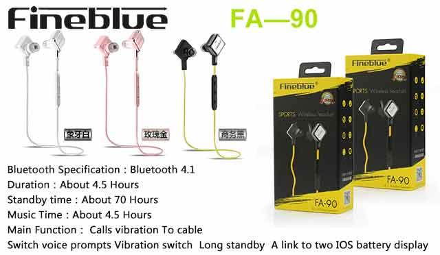 Newest Fineblue FA-90 Wireless Sports Earbuds earphones Bluetooth 4.1 Stereo Headsets In-ear Earphones With Mic For Smartphones - Black