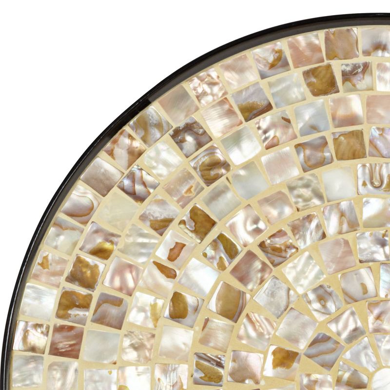 Teal Island Designs Mother of Pearl Mosaic Black Iron Outdoor Accent Table