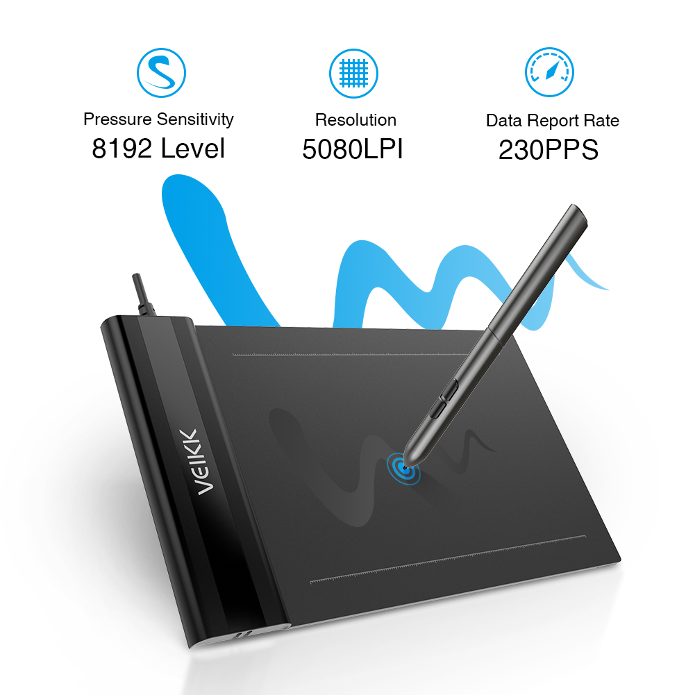VEIKK S640 V2 OSU!Ultrathin Tablet  6x4 Inch Digital Drawing Pen Tablet with Battery-free Pen (8192 Levels Pressure)for Android Windows and Mac OS