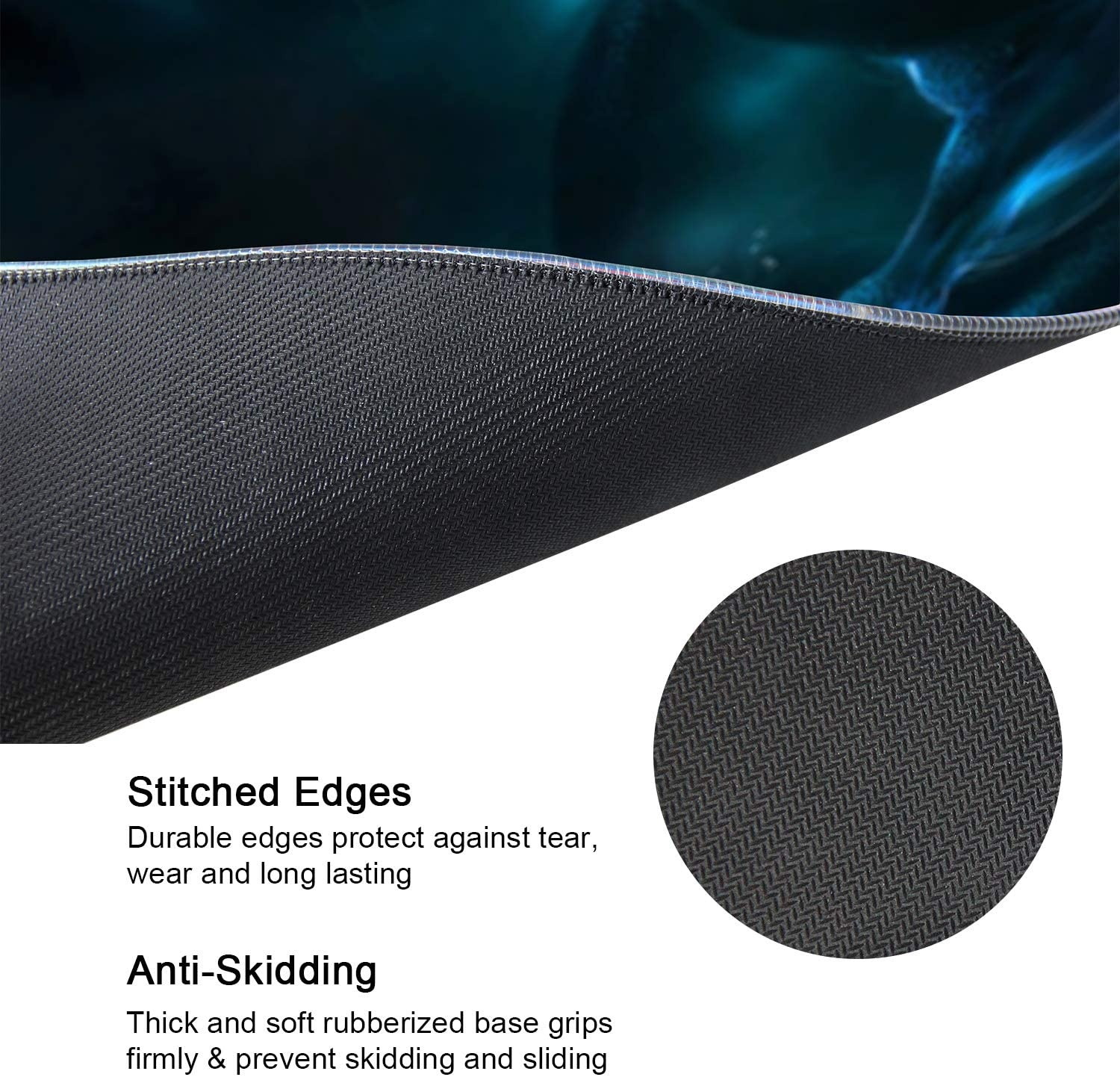 Meffort Inc RGB Gaming Mouse Pad - Extra Large XXL LED Gaming Mouse Mat with Custom Design Stitched Edges 35.4 x 15.7 Inches - Blue Dragon