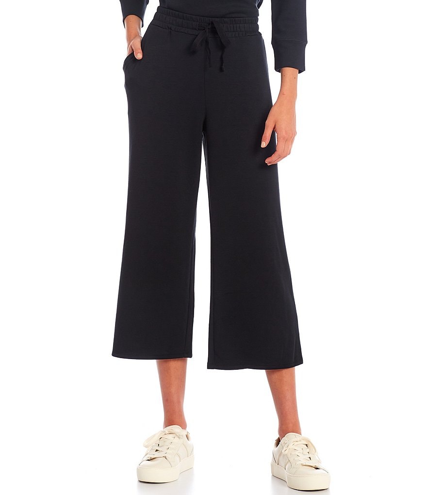 Westbound Soft Touch Wide Leg Cropped Coordinating Drawstring Pants