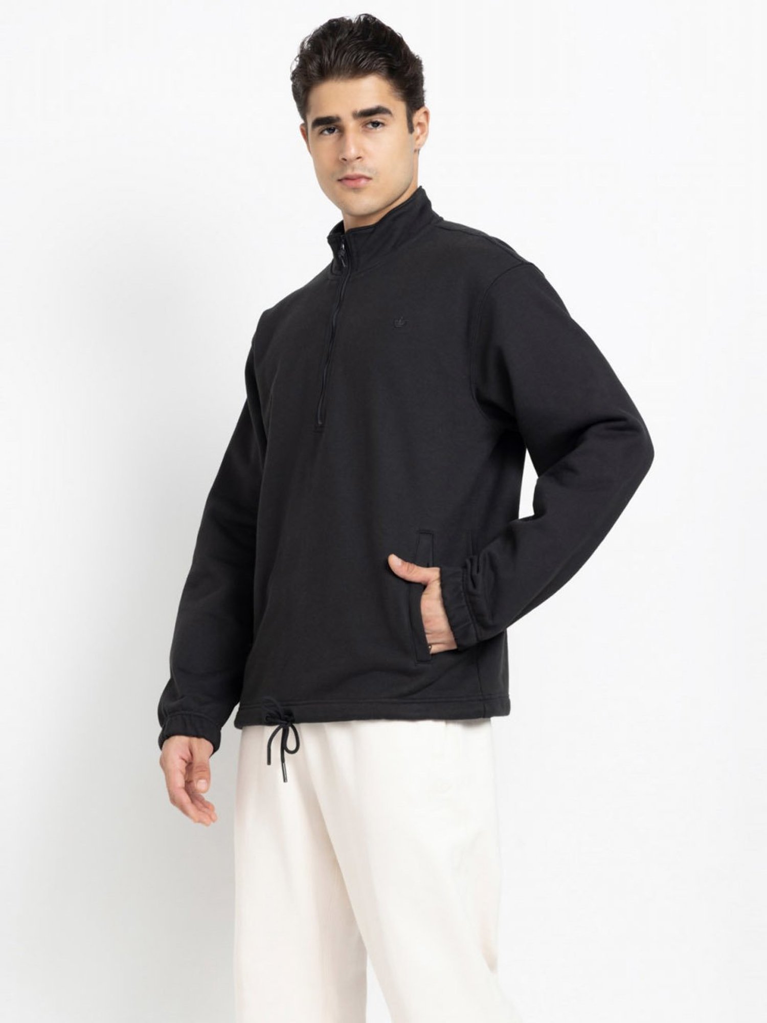 Adidas Originals Black Cotton Regular Fit Sweatshirt