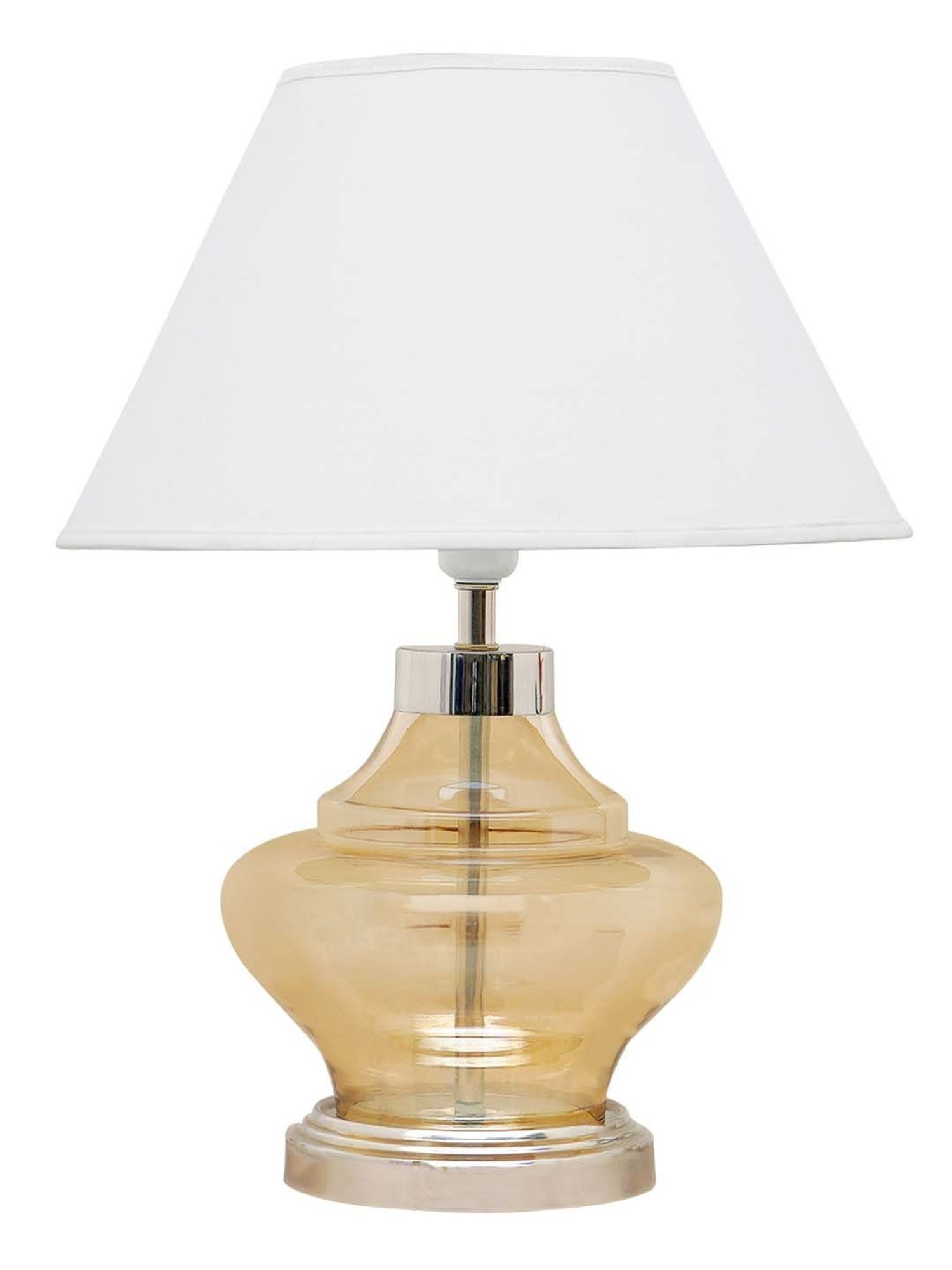 Kapoor E Illuminations 'Arnie' White & Antique Gold Glass Table Lamp - Set of 1