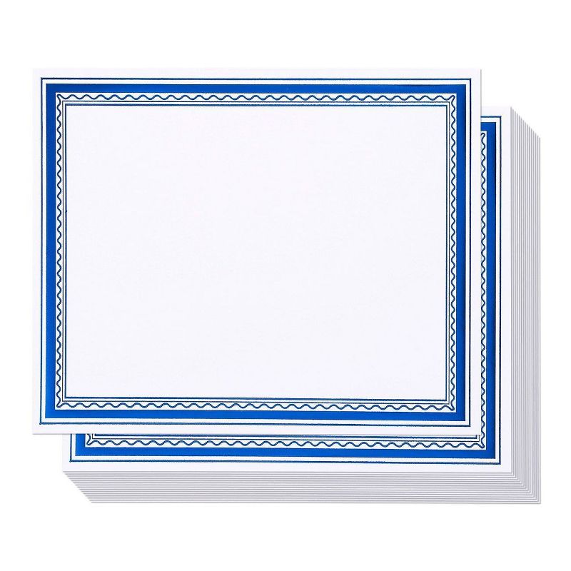 50-Sheet Award Certificate Papers, Letter Sized for Diploma, Blue Foil Border, Printer Friendly, 11 x 8.5"