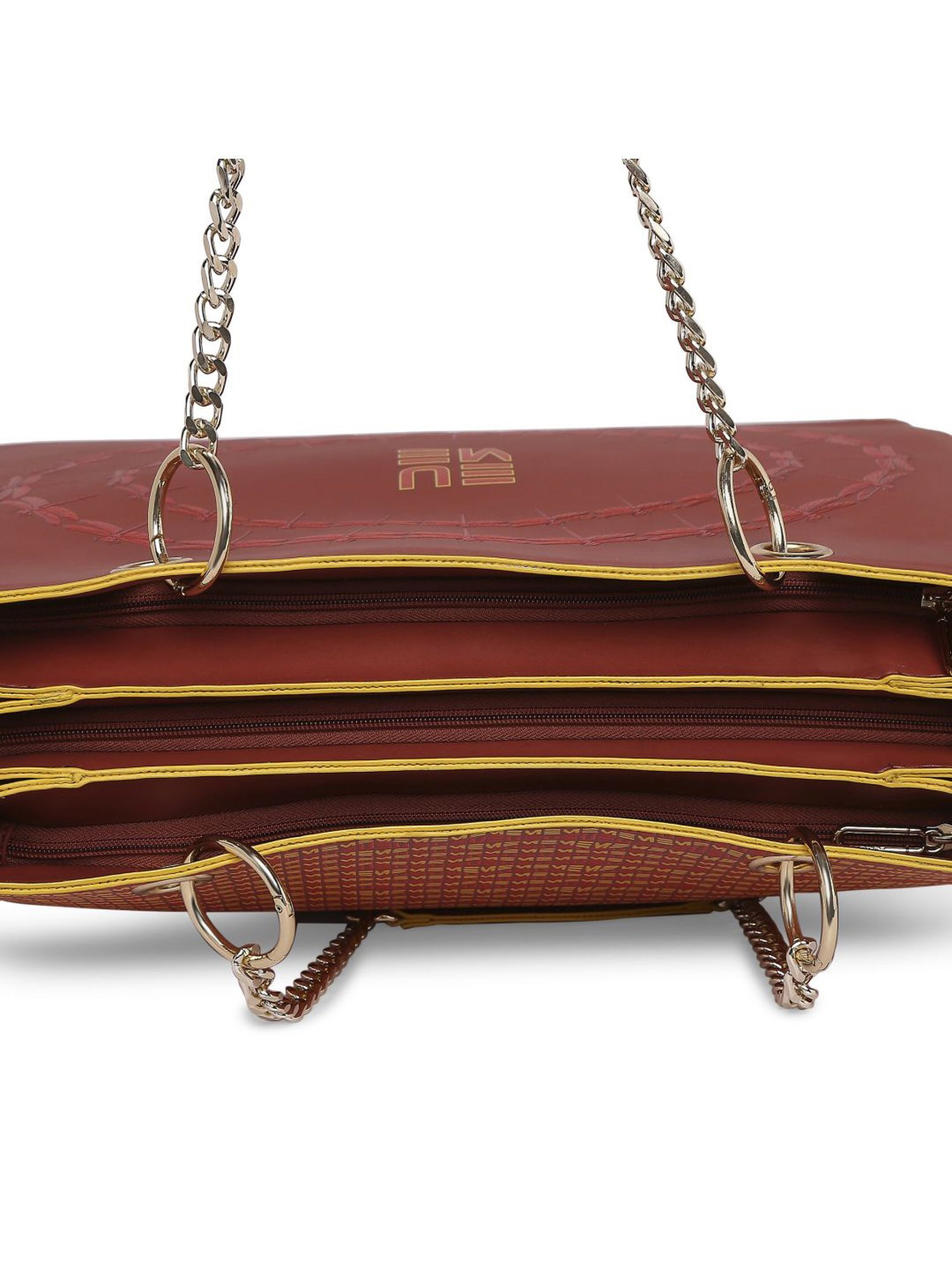 Eume Dragonfly Hot Sauce Red Leather Printed Shoulder Handbag