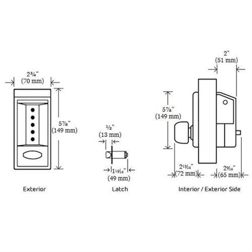 Simplex 6214-60 Gold Tone Mechanical Pushbutton Combination Lock With 2-3/4" Backset (NO KEY)