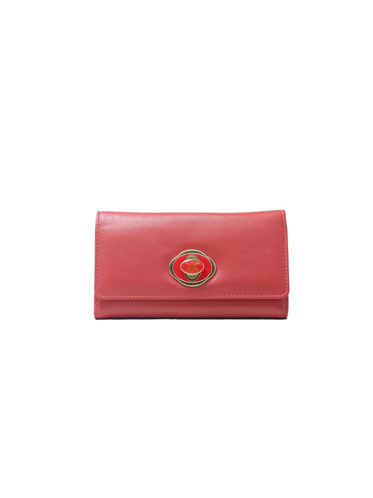RI2K London Red Leather Tri-Fold Wallet