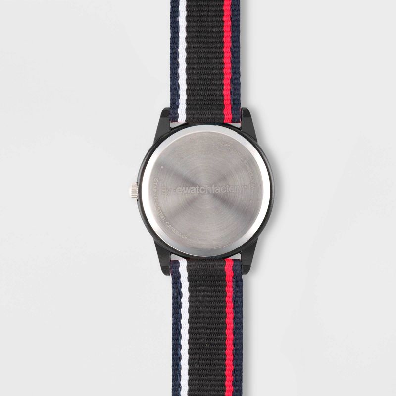 Kids' Red Balloon Plastic Time Teacher Red And White Stripe Watch - Black