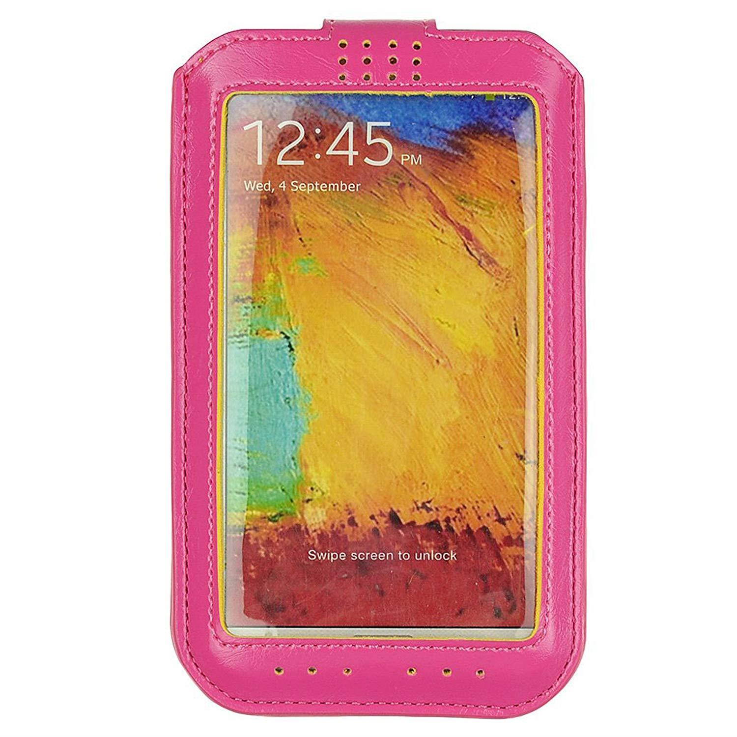 SumacLife PU Leather Sleeve Case for 4.9-Inch to 5.1-Inch iPhone 6 - Retail Packaging - Magenta/White