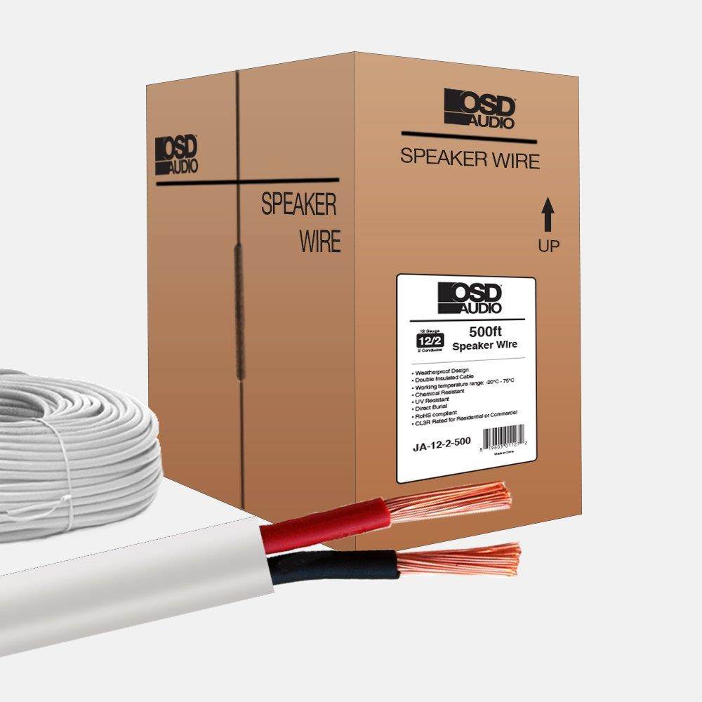 OSD 12 Gauge 2-Conductor 500FT UL CL3 Rated Oxygen Free In Wall Speaker Wire Pure Copper, Direct Burial Graded