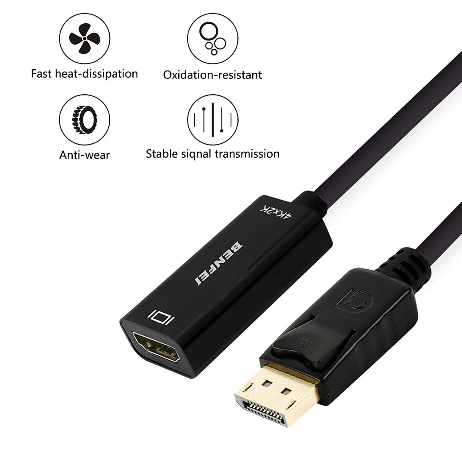 DisplayPort to HDMI, Benfei 4K DP Display Port to HDMI Adapter (Male to Female) Compatible for Lenovo Dell HP and Other Brand