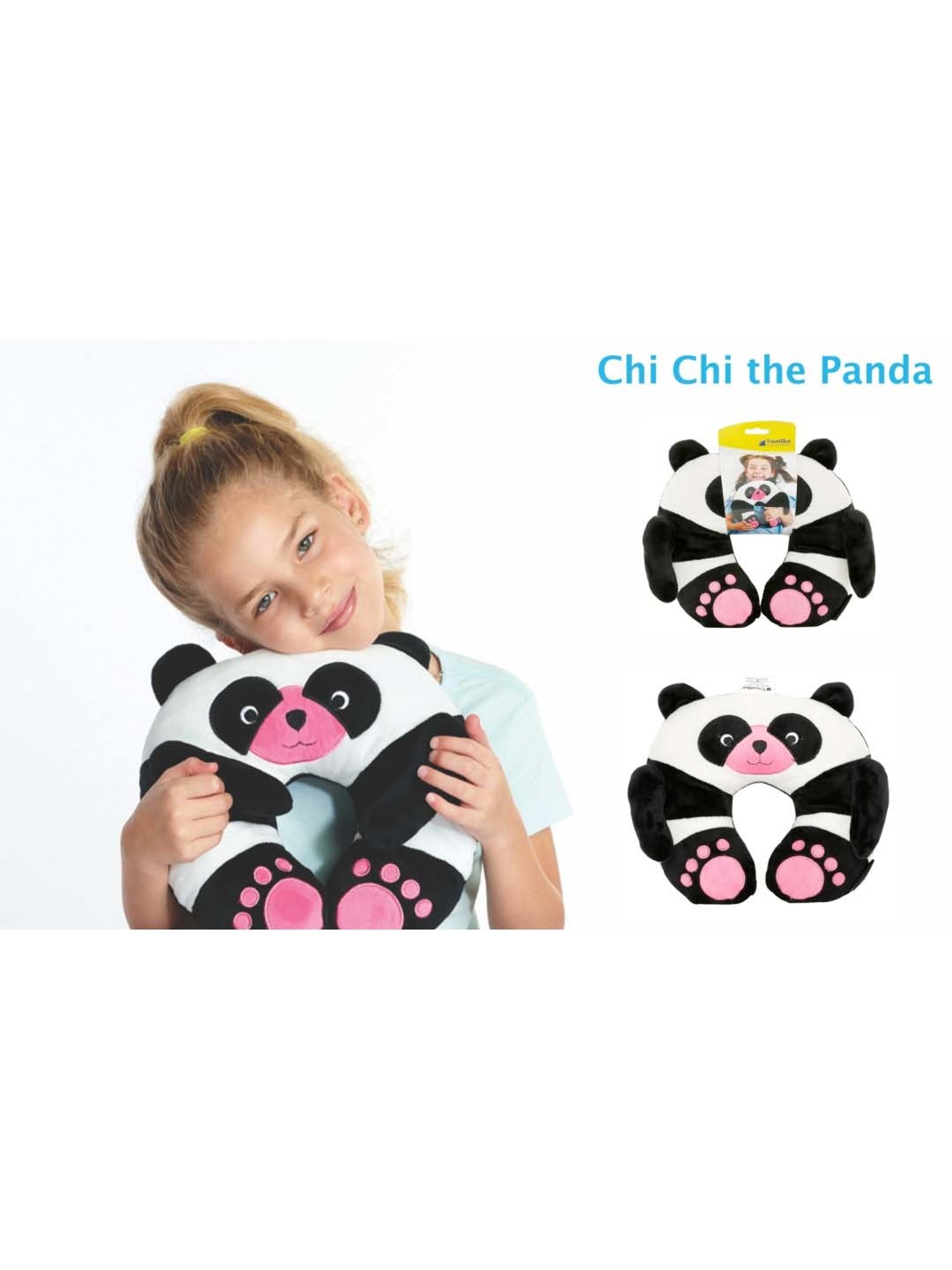 Travel Blue Black Panda Neck Pillow for Kids