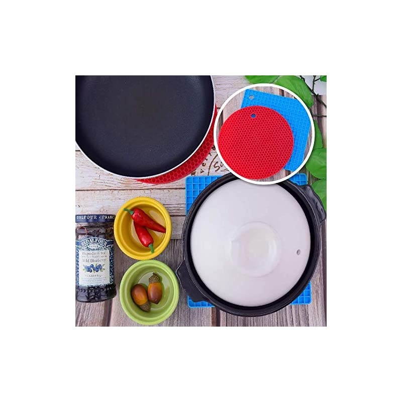 Silicone Trivet Mat (Set of 6), Non SlipOven Mitts, Durable Pot Holders, The Safest Heat Resistant Hot Pads
