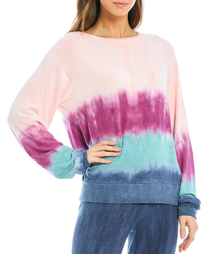 WILDFOX Knit Raglan Crew Neck Coordinating Dip Dye Pullover