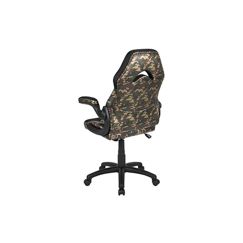 X10 Gaming Chair Racing Office Ergonomic Computer PC Adjustable Swivel Chair with Flip-Up Arms, Camouflage/Black LeatherSoft