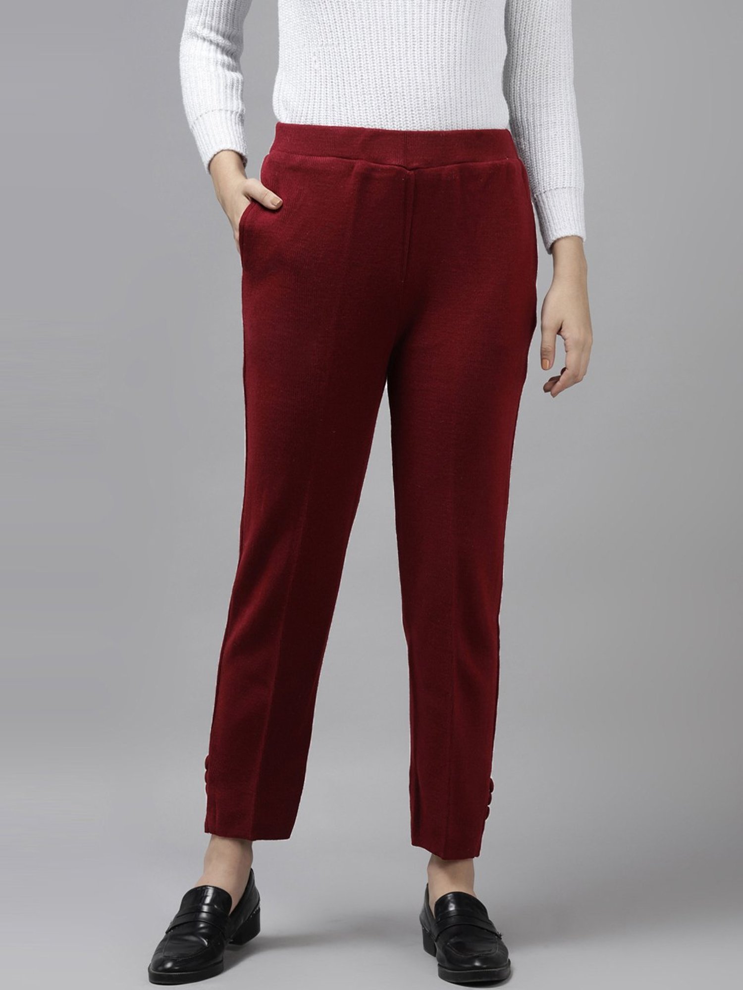 Cayman Maroon Mid Rise Trousers