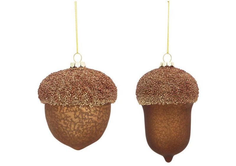 Melrose 5" Brown Glass Acorn Christmas Ornament